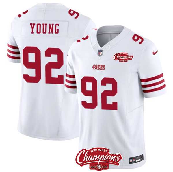 Men & Women & Youth San Francisco 49ers #92 Chase Young White 2023 F.U.S.E. NFC West Champions Patch Stitched Jersey->san francisco 49ers->NFL Jersey